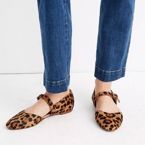 NWB- The Alina Mary-Jane Flat in Leopard Calf Hair
